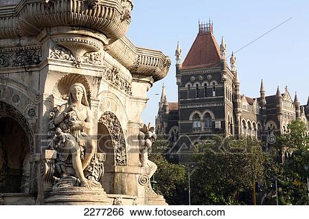 Stock Photograph - Flora Fountain stands at a busy five-point intersection in the heart of the commercial Fort area; Mumbai, Maharashtra State, India. Fotosearch