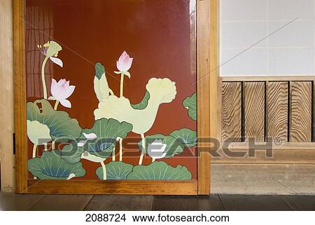 Floral Design Painted On A Door; Koyasan, Wakayama, Japan View Large Photo Image Picture - Floral Design Painted On A Door; Koyasan, Wakayama, Japan. Fotosearch