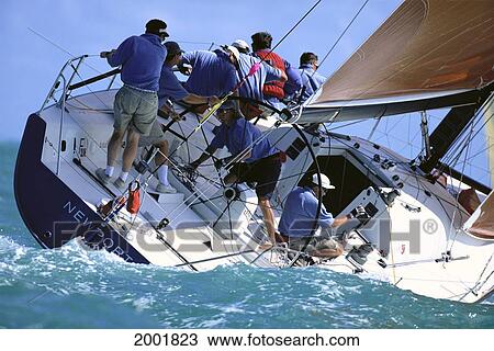 Florida, Key West Race Week, Close-Up Stern View Of Yacht Leaning Into Water, Crew View Large Photo Image Stock Image - Florida, Key West Race Week, Close-Up Stern View Of Yacht Leaning Into Water, Crew. Fotosearch