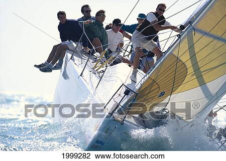 Florida, Key West Yacht Race, Bow Of Leaning Yacht, Crew On Rail View Large Photo Image Stock Image - Florida, Key West Yacht Race, Bow Of Leaning Yacht, Crew On Rail. Fotosearch