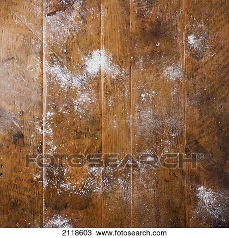 Stock Image - Flour On A Wooden Board. Fotosearch