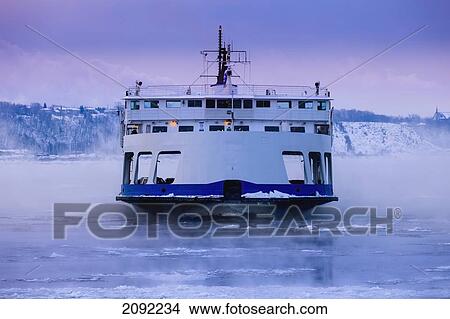 Fog Over A Ferry On The Saint Lawrence River At Dawn; Quebec Canada View Large Photo Image Picture - Fog Over A Ferry On The Saint Lawrence River At Dawn; Quebec Canada. Fotosearch