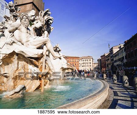Fontana Dei Quattro Fiumi, Fountain Of The Four Rivers View Large Photo Image Stock Photography - Fontana Dei Quattro Fiumi, Fountain Of The Four Rivers. Fotosearch