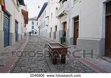 Stock Photograph - Foosball Table On Calle La Ronda, Quito, Pichincha, Ecuador. Fotosearch