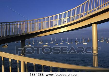 Footbridge And Sailboats In Harbor View Large Photo Image Stock Photo - Footbridge And Sailboats In Harbor. Fotosearch