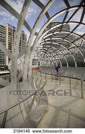 Footbridge, Docklands area, Melbourne, Australia View Large Photo Image Stock Photograph - Footbridge, Docklands area, Melbourne, Australia. Fotosearch