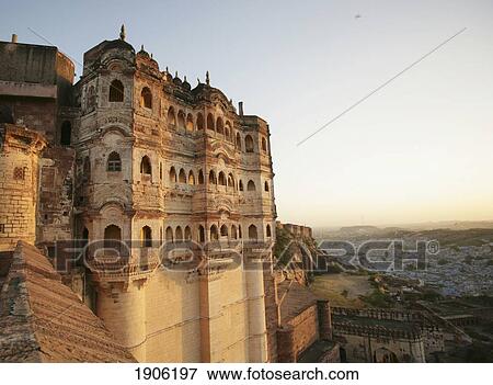 Stock Photo - Fort Jodpur In Foreground Of Cityscape, Jodpur, Rajasthan, India. Fotosearch