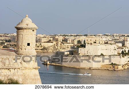 Fort St Angelo, As Seen From Valletta, Vittoriosa (Birgu), Malta View Large Photo Image Picture - Fort St Angelo, As Seen From Valletta, Vittoriosa (Birgu), Malta. Fotosearch
