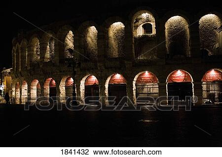 Forum Illuminated At Night; Verona, Italy View Large Photo Image Stock Image - Forum Illuminated At Night; Verona, Italy. Fotosearch