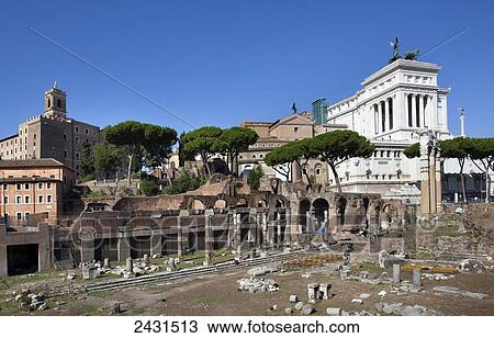 Stock Image - Forum ruins; Rome, Italy. Fotosearch