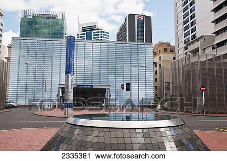 Fountain Among City Buildings; New Zealand View Large Photo Image Stock Image - Fountain Among City Buildings; New Zealand. Fotosearch