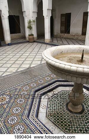 Picture - Fountain At Courtyard Of Bahia Palace. Fotosearch