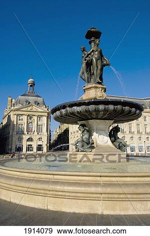 Stock Photo - Fountain At Place De La Bourse. Fotosearch