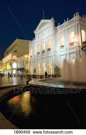 Stock Image - Fountain At Senate Square At Night. Fotosearch