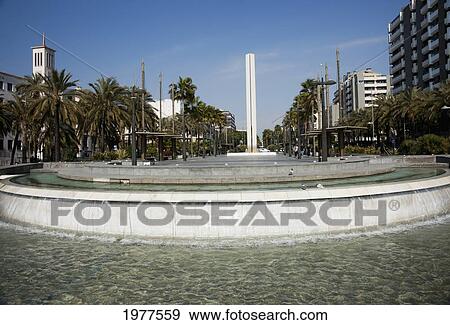 Fountain At The End Of La Rambla; Almeria Andalusia Spain View Large Photo Image Stock Photo - Fountain At The End Of La Rambla; Almeria Andalusia Spain. Fotosearch