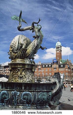 Fountain At Town Hall View Large Photo Image Stock Photograph - Fountain At Town Hall. Fotosearch
