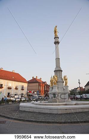 Picture - Fountain By The Cathedral, Zagreb, Grad Zagreb, Croatia. Fotosearch