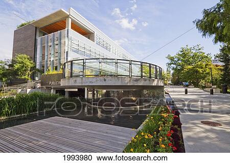 Stock Image - Fountain By The City Library, North Vancouver, British Columbia, Canada. Fotosearch