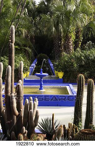 Fountain In Majorelle Gardens, Marrakesh, Morocco View Large Photo Image Stock Image - Fountain In Majorelle Gardens, Marrakesh, Morocco. Fotosearch