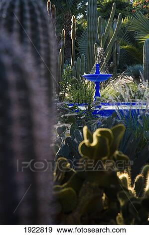 Fountain In Majorelle Gardens, Marrakesh, Morocco View Large Photo Image Stock Photo - Fountain In Majorelle Gardens, Marrakesh, Morocco. Fotosearch