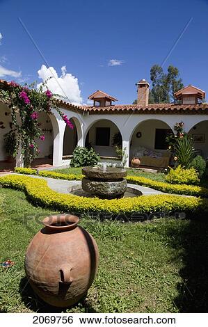 Fountain In The Courtyard Of Hacienda San Vicente, Juntas Del Rosario, Tarija, Bolivia View Large Photo Image Stock Photograph - Fountain In The Courtyard Of Hacienda San Vicente, Juntas Del Rosario, Tarija, Bolivia. Fotosearch