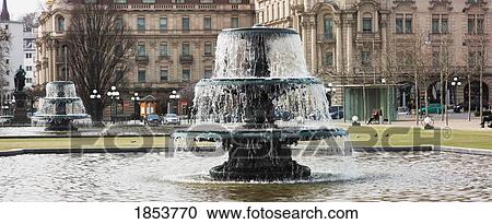 Stock Image - Fountain, Wiesbaden, Hessen, Germany. Fotosearch