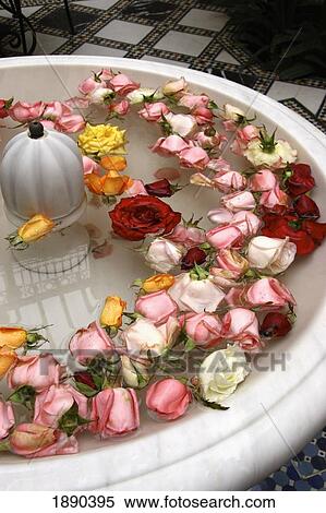 Stock Photography - Fountain With Rose Heads In Riad Al Moussika, Pasha's Residence. Fotosearch