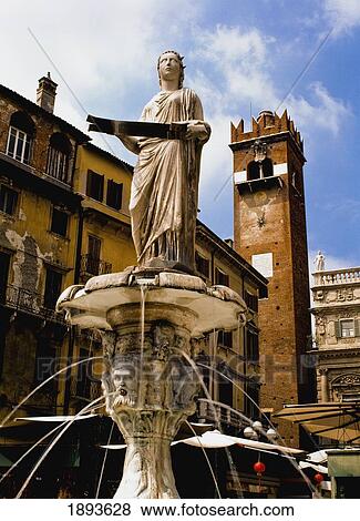 Stock Photo - Fountain With Statue In Piazza Erbe. Fotosearch