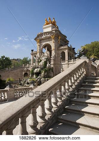 Stock Photograph - Fountain With The Chariot Of Aurora; Barcelona, Spain. Fotosearch