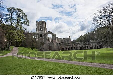 Stock Photo - Fountains Abbey; Aldfield North Yorkshire England. Fotosearch