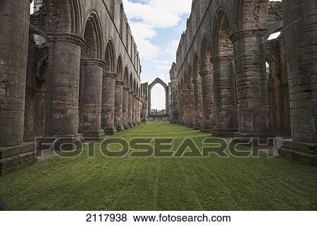 Stock Photo - Fountains Abbey; Aldfield North Yorkshire England. Fotosearch