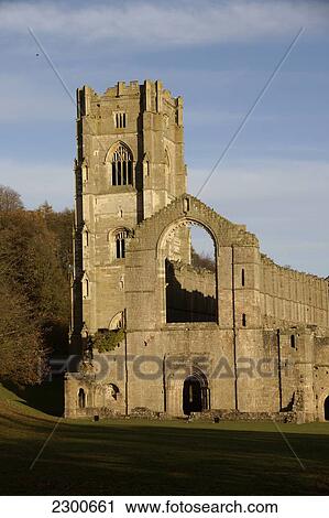 Stock Image - Fountains Abbey, near Ripon; Yorkshire, England. Fotosearch