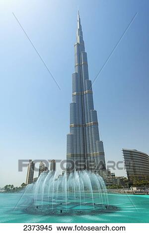 Stock Photography - Fountains in front of the Burj Khalifa; Dubai, United Arab Emirates. Fotosearch