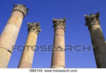 Four Columns At Jerash, Close Up View Large Photo Image Stock Photography - Four Columns At Jerash, Close Up. Fotosearch