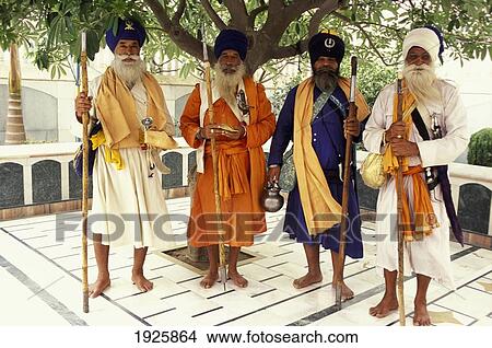 Picture - Four Sikhs; India. Fotosearch