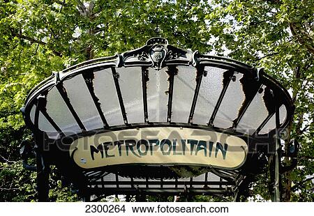 Picture - France, Art Nouveau style Metro entrance by Hector Guimard; Paris. Fotosearch