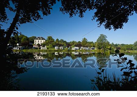 France, Castel Camping Le Brevedent; Normandy, View of lake and camp site View Large Photo Image Stock Image - France, Castel Camping Le Brevedent; Normandy, View of lake and camp site. Fotosearch