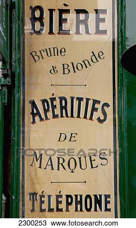 Stock Image - France, Detail of Cafe exterior; Paris. Fotosearch