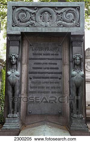 Stock Photography - France, Detail of tomb in Montmartre cemetery; Paris. Fotosearch