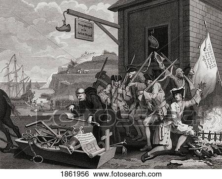 Stock Photograph - France Engraved By C Armstrong After Hogarth From The Works Of Hogarth Published London 1833. Fotosearch
