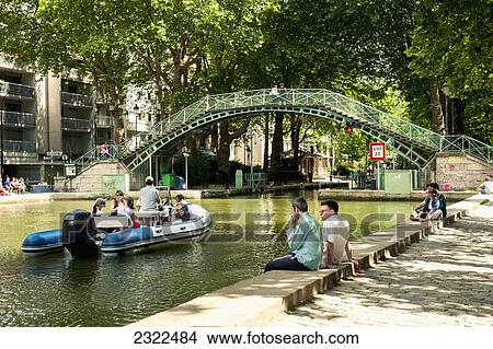 France, Everyday scene by Canal Saint Martin; Paris View Large Photo Image Picture - France, Everyday scene by Canal Saint Martin; Paris. Fotosearch