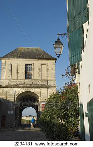 Stock Image - France, Gate at Saint Martin-de-Re on Ile de Re; Poitou-Charentes. Fotosearch