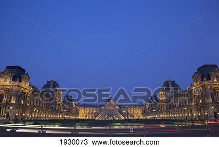 France, Louvre Museum at dusk; Paris View Large Photo Image Stock Image - France, Louvre Museum at dusk; Paris. Fotosearch