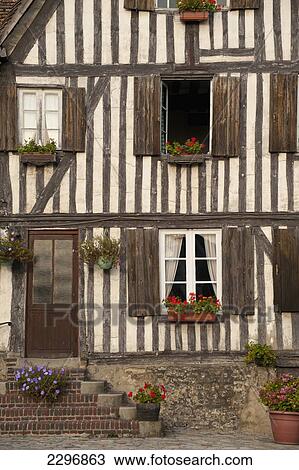 Stock Image - France, Normandy, Old buildings; Blangy-le-Chateau. Fotosearch