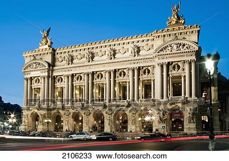 Stock Image - France, Opera Palais Garnier at dusk; Paris. Fotosearch