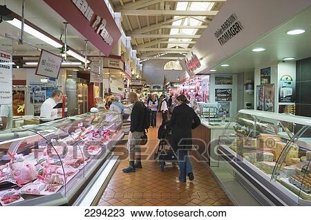 Stock Image - France, Poitou-Charentes, 19th Century market hall; La Rochelle. Fotosearch