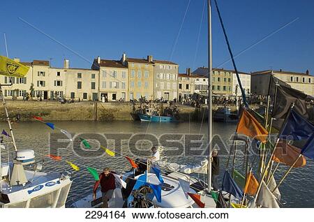 Picture - France, Poitou-Charentes, Sailing boats in old harbour; La Rochelle. Fotosearch