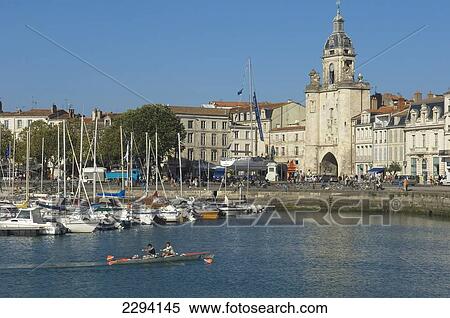 Stock Photography - France, Poitou-Charentes, Sailing boats in old harbour; La Rochelle. Fotosearch