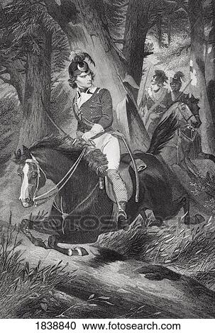 Stock Image - Francis Marion 1732-1795. Officer During American Revolution And Leader Of Guerrilla Band. Known As The Swamp Fox. From Painting By Alonzo Chappel. Fotosearch