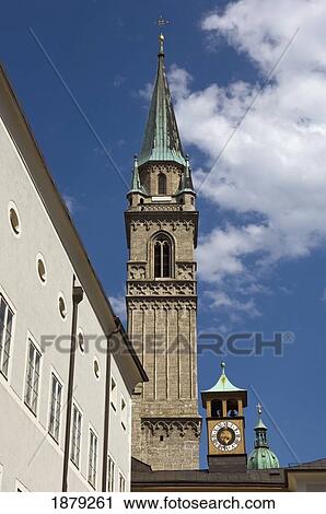 Franciscan Church Spire In Salzburg View Large Photo Image Stock Image - Franciscan Church Spire In Salzburg. Fotosearch
